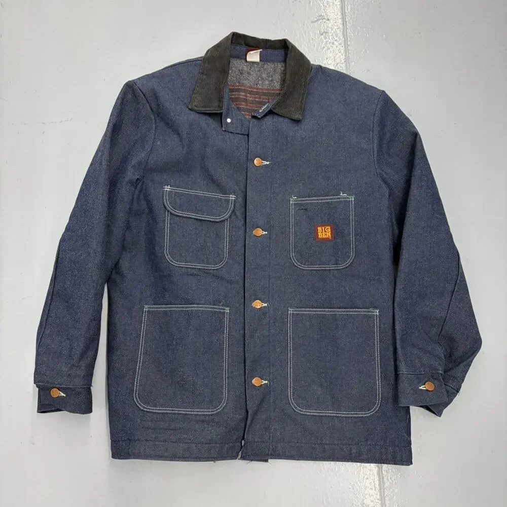Vintage 70s Big Ben Wrangler Dark Wash Denim Chore Jacket